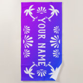 グラデーションビーチのヤシパーソナライズされたの木の名前 ビーチタオル (正面)