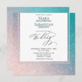 ~*グラデーションビーチグリッターエレガントトレンディーAR結婚4s 招待状 (正面/裏面)