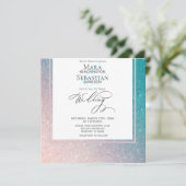 ~*グラデーションビーチグリッターエレガントトレンディーAR結婚4s 招待状 (スタンド正面)