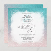 *~グラデーションビーチグリッタートレンディーAR4結婚s 招待状 (正面/裏面)
