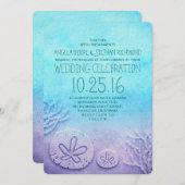 グラデーションビーチ結婚式招待状-ターコイズブルー 招待状 (正面/裏面)