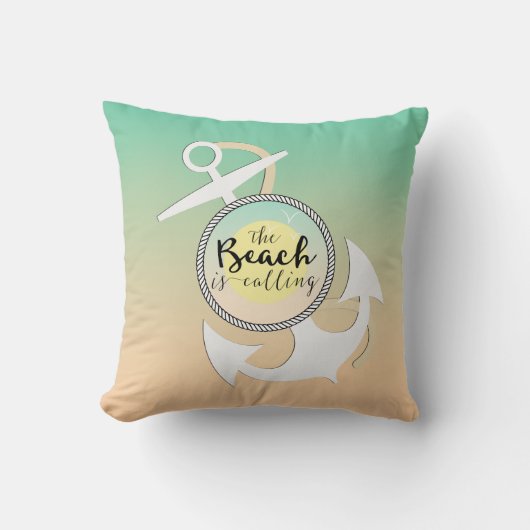 グラデーションビーチ航海のいかり クッション (正面)