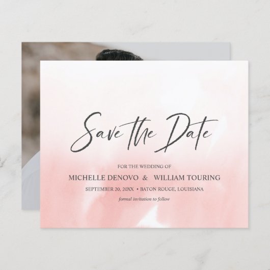 グラデーションピンエレガントク手書き結婚写真 (正面/裏面)