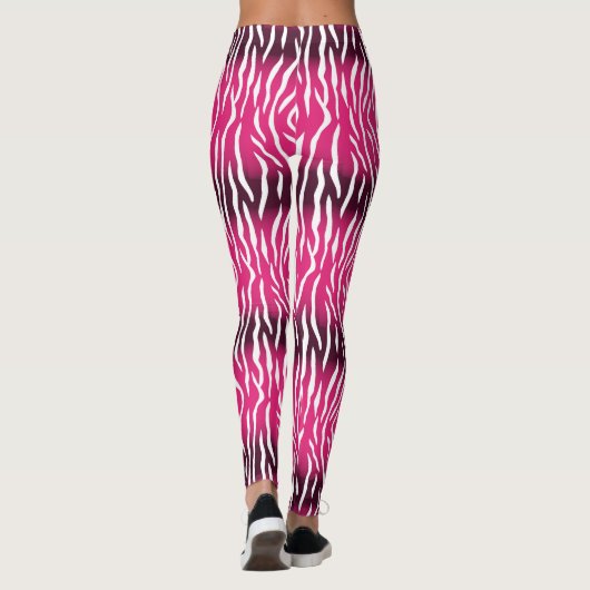 グラデーションピンクと白のトラのプリント レギンス (裏面)