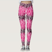 グラデーションピンクと白のトラのプリント レギンス (正面)