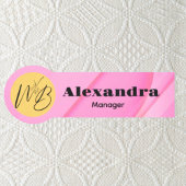 グラデーションピンクウェーブレモダンストラン従業員 名札