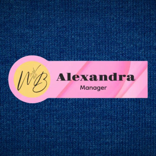 グラデーションピンクウェーブレモダンストラン従業員 名札