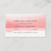 グラデーションピンクウォーター色ミニマルアポイントメントカード 予約カード (正面)