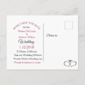 グラデーションピンク写真の日付はがきを保存 案内ポストカード (裏面)