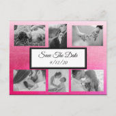 グラデーションピンク写真の日付はがきを保存 案内ポストカード (正面)