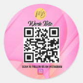 グラデーションピンク波ビジネスインスタグラムQrコード ラウンドシール (正面)