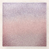 グラデーションフェイクグリッタースパークリピンク ガラスコースター (正面)
