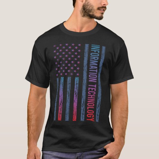 グラデーションフラグインformationテクノロジー tシャツ (正面)