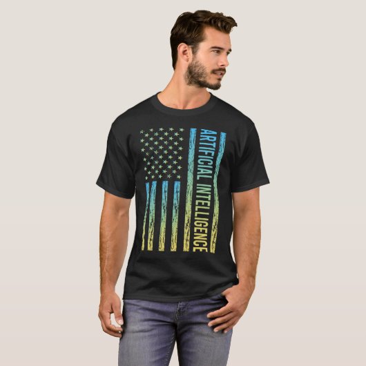 グラデーションフラグ人工知能AI Tシャツ (正面フル)