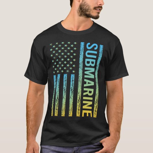 グラデーションフラグ01潜水艦 Tシャツ (正面)