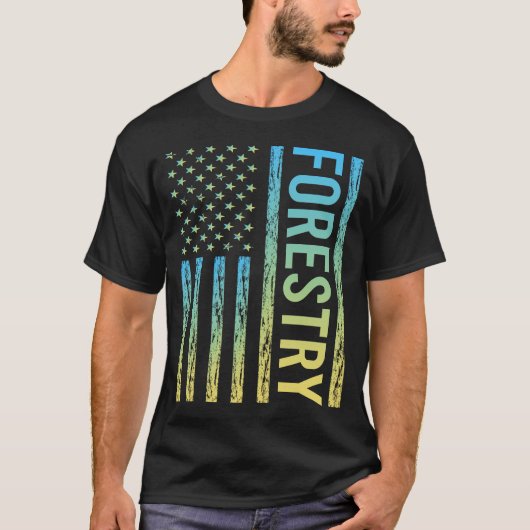 グラデーションフラグ 林業 Tシャツ (正面)