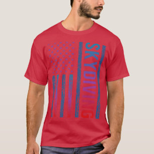 グラデーションフラッグスカイダイビングスカイダイバー Tシャツ
