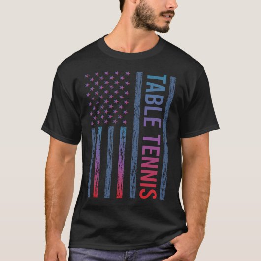 グラデーションフラッグ卓球 ピンポン Tシャツ (正面)