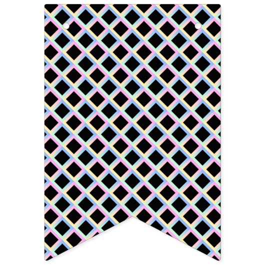 グラデーションフレームを持つ黒い対称ダイヤモンド バンティングフラッグ (第1の旗)