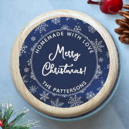 グラデーションブルーのクリスマススノーフレーク ラウンドシール