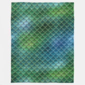 グラデーションブルーグリーンのマーメイドスケール フリースブランケット (正面)