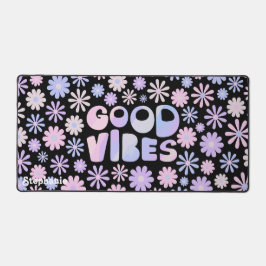 グラデーションホロレトロデイジーグッドビベスタイポグラフィ デスクマット