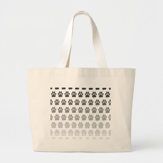 グラデーションポープリント(白黒およびグレー) ラージトートバッグ (正面)