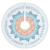 グラデーションマンダラクリスマスグリーティング ブラッシュドポリエステルツリースカート (正面)