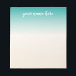 グラデーションメモパーソナライズされた帳 ノートパッド<br><div class="desc">かわいいティール（緑がかった色）とベージュパーソナライズされたメモ帳</div>