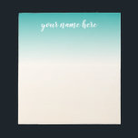 グラデーションメモパーソナライズされた帳 ノートパッド<br><div class="desc">かわいいティール（緑がかった色）とベージュパーソナライズされたメモ帳</div>