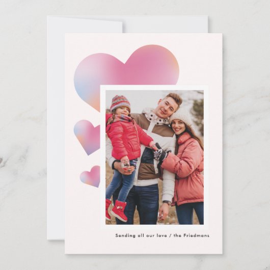 グラデーションモダンハートバレンタインの写真 シーズンカード (正面)