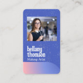 グラデーションモダンブルーピンクのフォトメイクアップアーティスト 名刺 (正面)