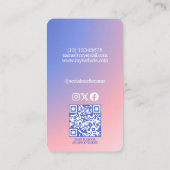 グラデーションモダンブルーピンクのフォトメイクアップアーティスト 名刺 (裏面)