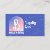 グラデーションモダンブルーピンクモノグラムメイクアップアーティスト ロイヤリティカード (正面)