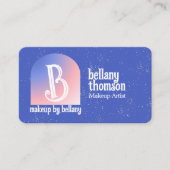 グラデーションモダンブルーピンクモノグラムメイクアップアーティスト 名刺 (正面)