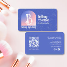 グラデーションモダンブルーピンクモノグラムメイクアップアーティスト