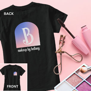 グラデーションモダンブルーピンクモノグラムメイクアップアーティスト Tシャツ