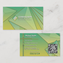 グラデーションモダン3D幾何学的抽象芸術QRコードシック 名刺