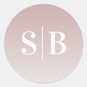 グラデーションモノグラムのMauve & Off-White 結婚's ラウンドシール (正面)