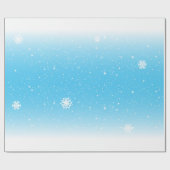 グラデーションライトブルーとホワイトスノーフレーク ラッピングペーパー (フラット)
