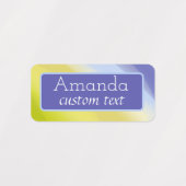 グラデーションライムグリーンの紫色の番号名 ラベル (デザイン1)