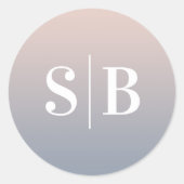 グラデーションラモノグラムのイトピンク&ダスティブルー結婚ズ ラウンドシール (正面)