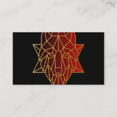 グラデーションレッドのジオメトリックウルフ金ゴールドライン 名刺 (裏面)