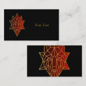 グラデーションレッドのジオメトリックウルフ金ゴールドライン 名刺 (正面/裏面)