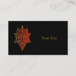 グラデーションレッドのジオメトリックウルフ金ゴールドライン 名刺