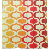 グラデーションレトロオギー入りオレンジ、タンジェリン、レッド シャワーカーテン (正面)