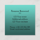 グラデーションワンカラーティール（緑がかった色）Hello with カスタム文字 スクエア名刺 (裏面)