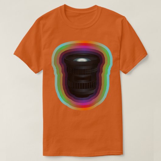 グラデーション付きカメラ縁どレンズ Tシャツ (デザイン正面)