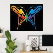 グラデーション付き蝶 ポスター (ホームオフィス)