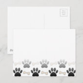 グラデーション入り犬の足跡と骨 ポストカード (正面/裏面)